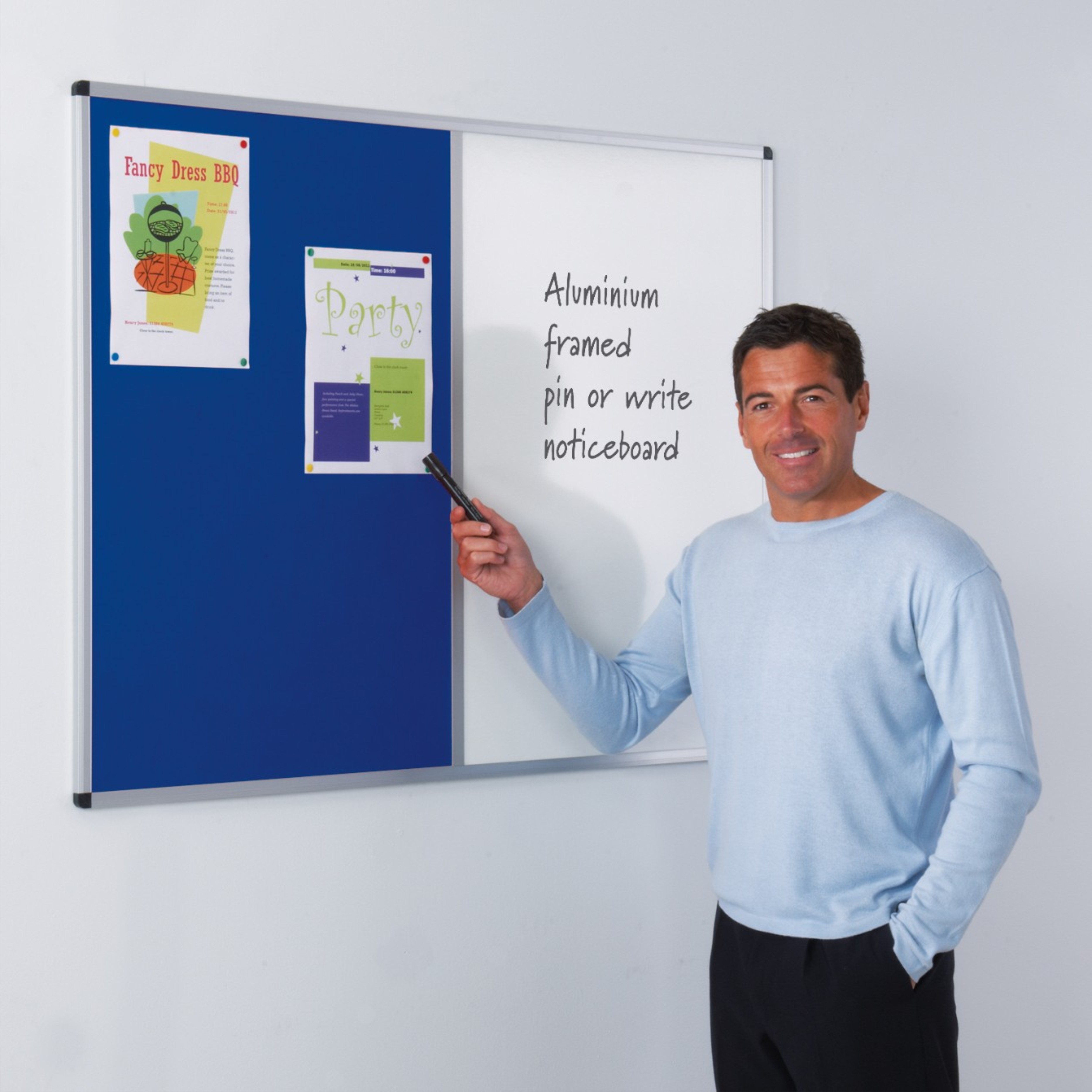 The Metro Aluminium Framed combination Felt Notice Board